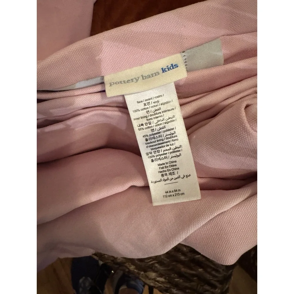 Pottery Barn Kids Quincy Pink Blackout Curtain Panel 44x84 100% Cotton NWOT
